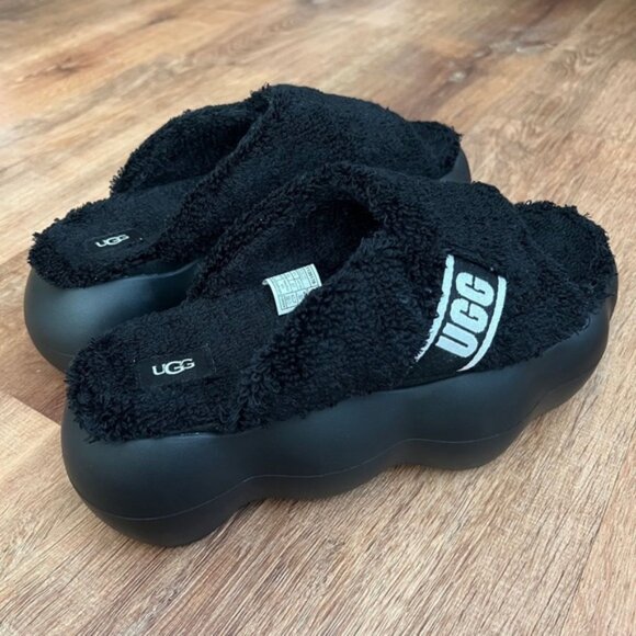 NWOT UGG Black Terry Sugarcloud Slide Sandals Platform Slippers 1138178 Size 10 - Picture 5 of 15